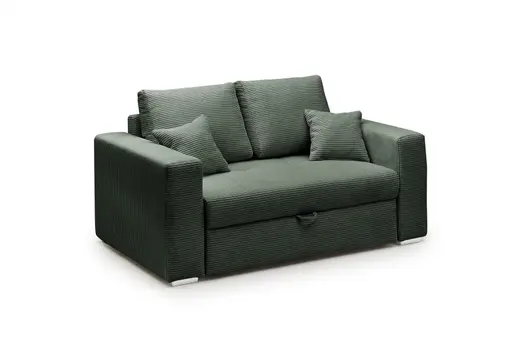 Sofa JORDEN 2 - 2-Sitzer inkl. Schlaffunktion mit Bettkasten, Cord, Grün