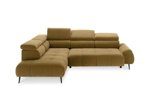 Ecksofa - Ecke links mit 2-Sitzer, Sitzvorzug motorisch, Kopfteil verstellbar, Stoff, Amber