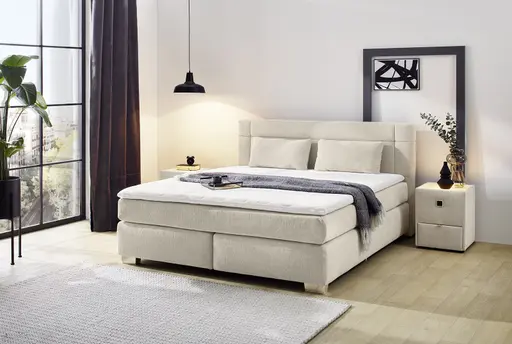 Boxspringbett- Liegefläche ca. 180x200 cm, Stoff, Beige