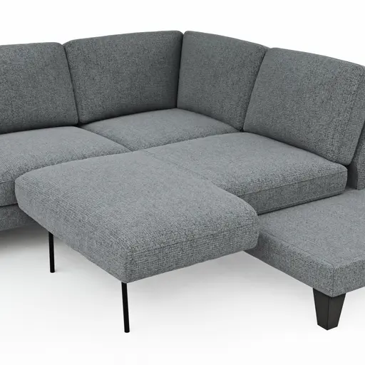 Ecksofa Oviedo - 2,5-Sitzer mit Ecke rechts inkl. Drehsitz, Stoff, Grau