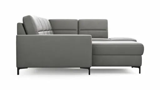 Wohnlandschaft Merlos H - Longchair links und 2,5-Sitzer mit Ecke rechts inkl. Relaxfunktion (motorisch), Leder, Graubraun