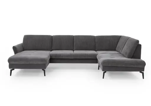 Wohnlandschaft - Longchair links mit 2,5-Sitzer und Ecke rechts, Stoff Anthrazit