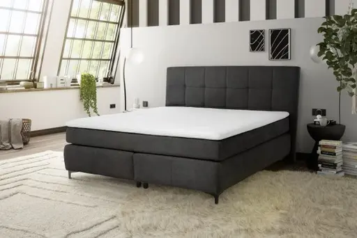 Boxspringbett- Ligefläche ca. 180x200 cm, Stoff, Schwarz
