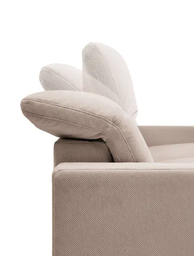 Ecksofa - CALM FLEX 2.0, 3-Sitzer mit Longchari rechts, Kopfteil verstellbar, Stoff, Rosa