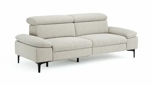 Sofa Felipa - 3-Sitzer inkl. Relaxfunktion (motorisch) und Kopfteil verstellbar, Stoff, Natur