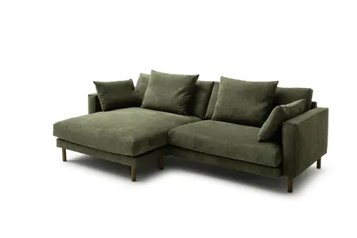 Ecksofa Anesa - Longchair links, 1,5-Sitzer, Stoff, Grün