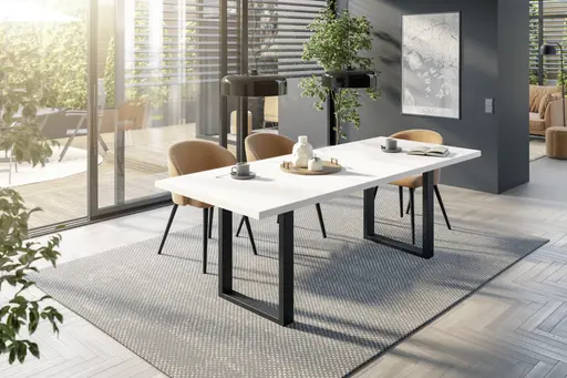 Esstisch - ausziehbar, LB ca. 140x90 cm, Weiß, Schwarz