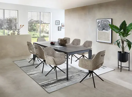 Armlehnstuhl - drehbar, Stoff, Silberfarben