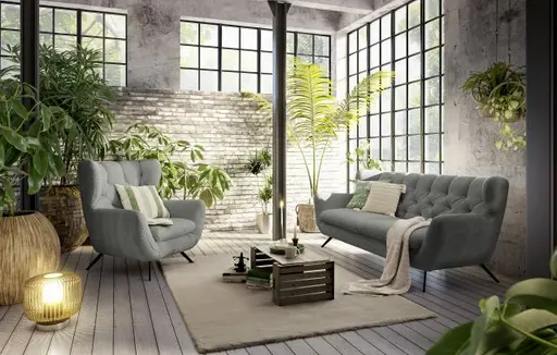 Sofa CHIRA - 3-Sitzer, Stoff, Grau