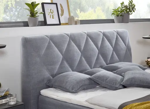 Boxspringbett - Liegefläche ca. 180x200 cm, Stoff, Grau