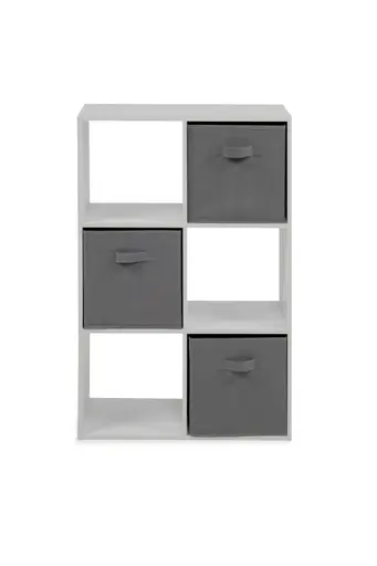 Regal - inkl. Stoffboxen, B ca. 60 cm, Weiß, Grau
