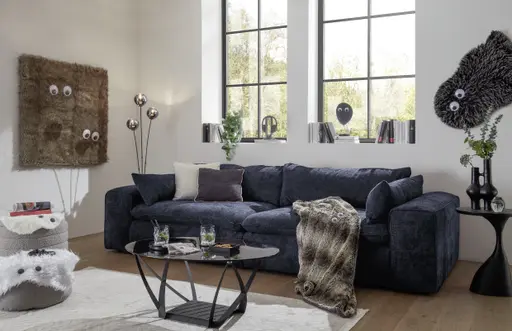 Sofa - 3-Sitzer, Stoff, Dunkelblau