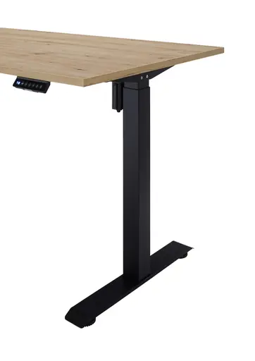 Schreibtisch - höhenverstellbar, LB ca. 137x68 cm, Eiche Dekor, Stahl, Schwarz