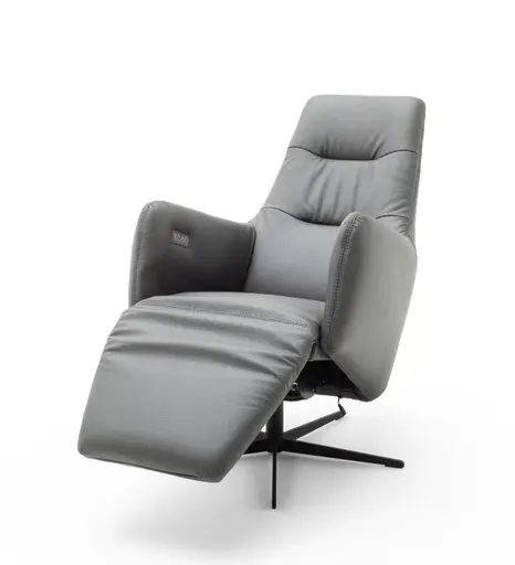 Relaxsessel Rufus - inkl. Relaxfunktion (motorisch), Akku, Leder, Anthrazit