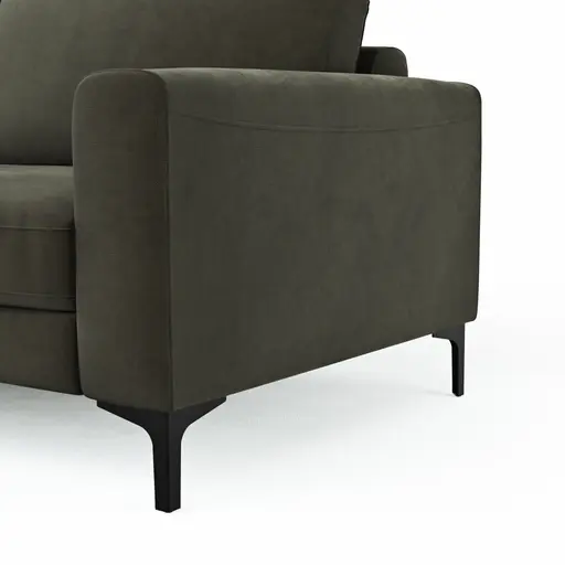 Ecksofa Oviedo - Longchair links mit 1,5-Sitzer, Stoff, Braungrün
