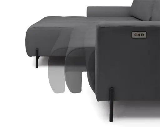 Ecksofa - Longchair links mit 2-Sitzer, Sitztiefe verstellbar motorisch, Stoff, Anthrazit