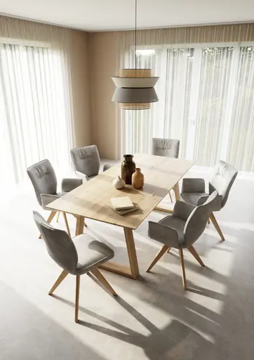 Esstisch Belfast - LB ca. 220x100 cm, Eiche massiv, Legno, Trapezgestell