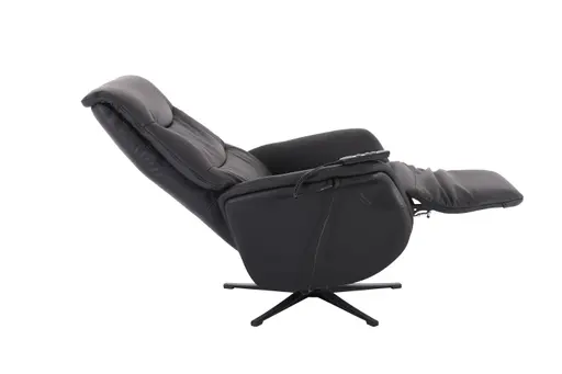 TV-Sessel MAREK - drehbar, Relaxfunktion, Kopfteilverstellung, Leder, Schwarz
