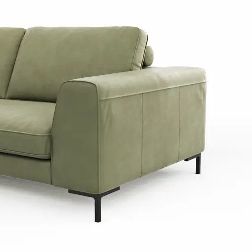 Ecksofa Solano - Ecke Links, 2,5-Sitzer, Leder, Olive