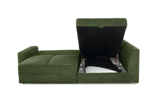 Ecksofa JANIS - 2,5-Sitzer, Ecke rechts inkl. Schlaffunktion, Stoff, Grün