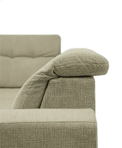 Ecksofa - Ecke links mit 2-Sitzer, Kopfteil verstellbar, Sitztiefe verstellbar motorisch, Stoff, Sand