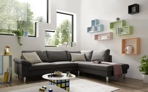 Ecksofa COOL - 2,5-Sitzer mit Ecke rechts, Stoff, Mocca