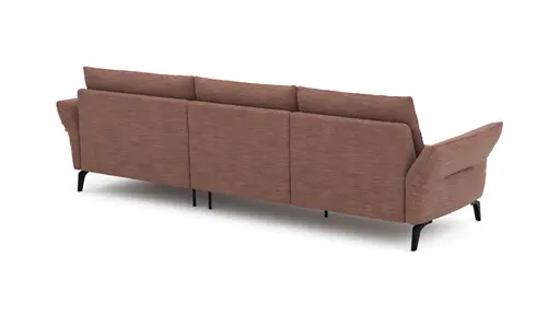 Ecksofa Bahia - 2,5-Sitzer mit Longchair rechts inkl. Armlehne verstellbar, Stoff, Kupfer