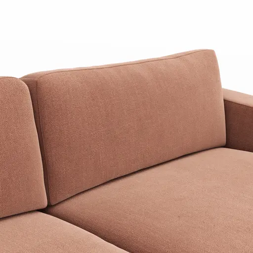 Ecksofa Juni - Longchair links mit 1,5-Sitzer, Stoff, Pfirsich