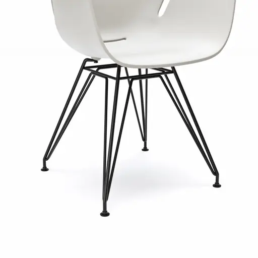 Armlehnstuhl Tooon - Kunststoffschale, Weiß, Gestell Metall, Schwarz