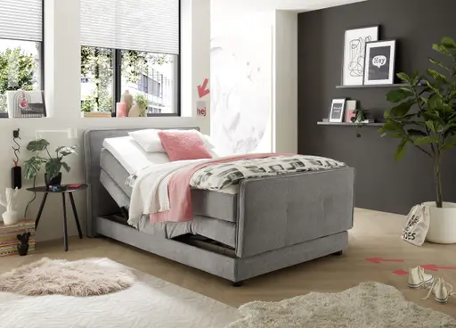 Boxspringbett- Liegefläche ca. 120x200 cm, Stoff, Mittelgrau