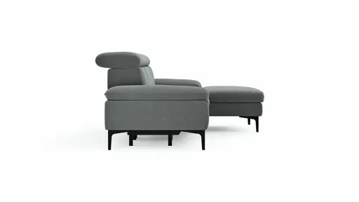 Ecksofa Felipa - 2,5-Sitzer mit Longchair rechts inkl. Armlehne verstellbar und Rückenlehne/Sitztiefe verstellbar (motorisch), Stoff, Grau