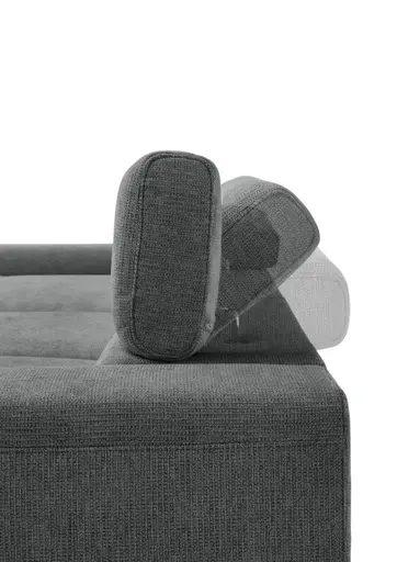 Ecksofa CHENOA - 2-Sitzer mit Longchair rechts, Kopfteil verstellbar, Stoff, Anthrazit