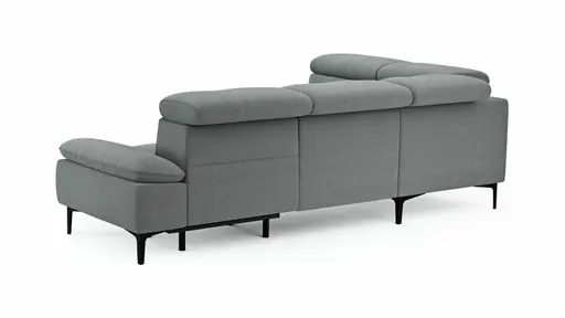 Ecksofa Felipa - Ecke links mit 2,5-Sitzer inkl. Armlehne verstellbar und Rückenlehne/Sitztiefe verstellbar (motorisch), Stoff, Grau