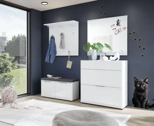 Schuhschrank - B ca. 90 cm, Weiß