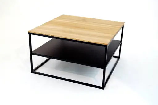 Couchtisch - LB ca. 70x70 cm, Wildeiche massiv, Schwarz