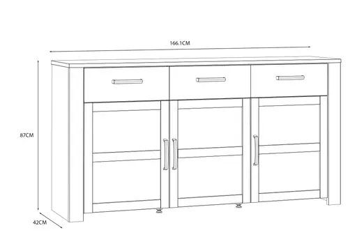 Sideboard FELLIAN- B ca. 166 cm, Weiß, Eiche Dekor