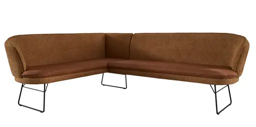 Eckbank Calvia - Breite ca. 185x233 cm, Stoff, Curry