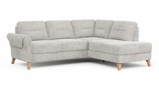 Ecksofa Almyra - 2,5-Sitzer mit Ottomane rechts, Stoff, Silbergrau