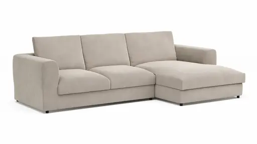 Ecksofa Stormy - 2,5-Sitzer mit Longchair rechts, Stoff, Creme