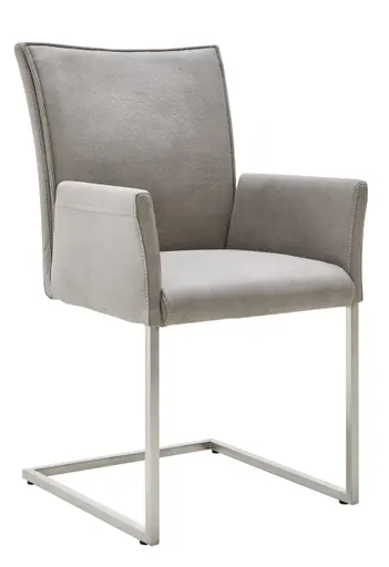 Armlehnstuhl Floriana - Stoff, Hellgrau