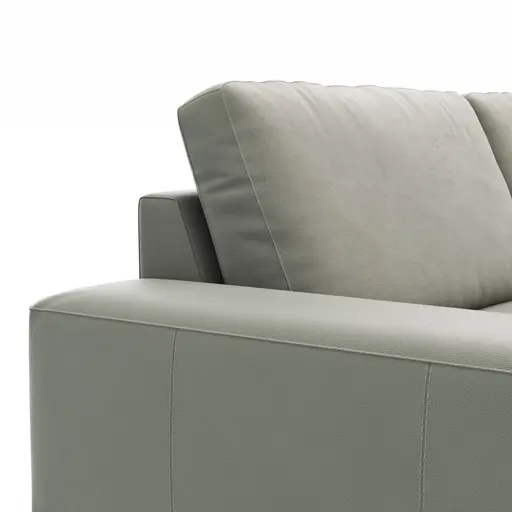 Ecksofa Redington - 2,5-Sitzer mit Longchair groß rechts, Leder, Grau