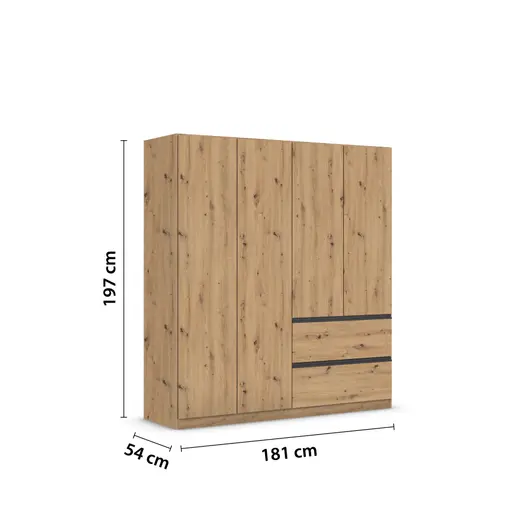 Drehtürenschrank RASA- B ca. 181 cm, Eiche Dekor