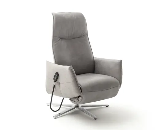 Relaxsessel Marsala - inklusive motorischer Verstellung, Leder, Grau, Stoff, Grau
