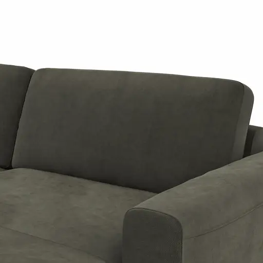 Wohnlandschaft Oviedo - Ecke links mit 2-Sitzer und Longchair rechts, Stoff, Braungrün