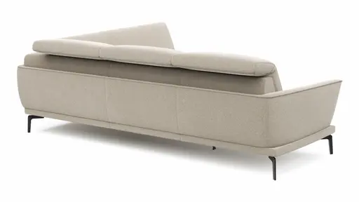 Ecksofa Amadena - 2-Sitzer mit Ecke rechts inkl. Relaxfunktion motorisch, Sitzvorzug und Kopfteilverstellung, Stoff, Creme