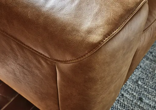 Ecksofa Balok - 2,5-Sitzer, Longchair groß rechts, Relaxfunktion (motorisch), Leder, Cognac