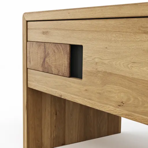 Nachttisch Baltimore - Rechts, Wildeiche massiv, mit Hirnholzeinsatz