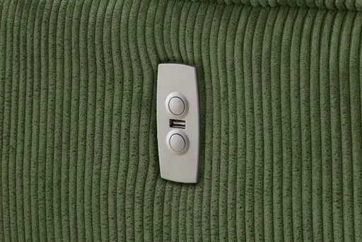 Ecksofa JAROM - 3-Sitzer, Ecke rechts inkl. Relaxfunktion (motorisch) und Kopfteil verstellbar, Stoff, Grün