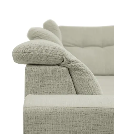 Ecksofa -2-Sitzer mit Ecke rechts, Kopfteil verstellbar, Sitztiefe verstellbar motorisch, Stoff, Perlmutt