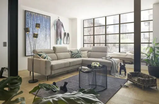 Ecksofa CHARIS - 2-Sitzer, Ecke rechts, Microfaser, Silbergrau